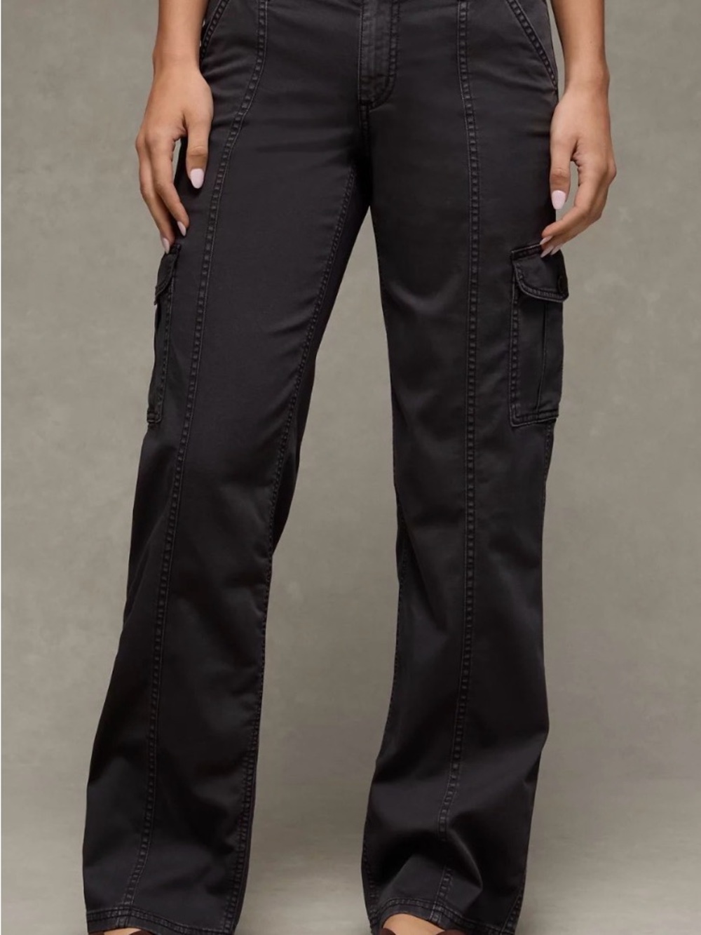 American Eagle Outfitters Black Wide-Leg Cargo Pants